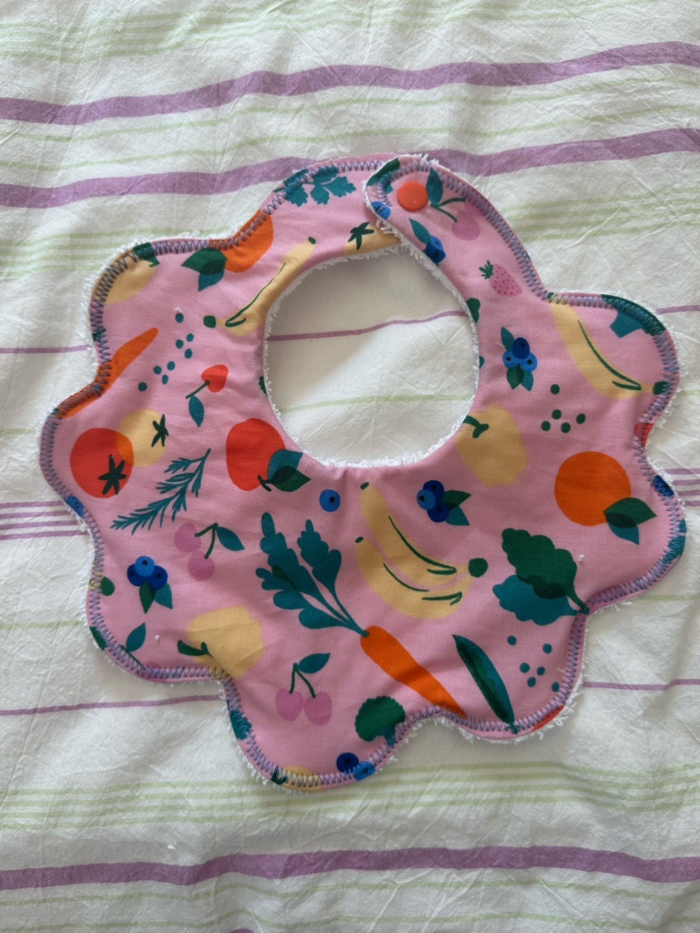 Pink Floral Fruit & Veggie Baby Bib
